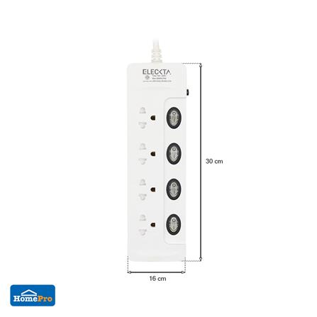 รางปลั๊กไฟ 4 ช่อง 4 สวิตช์ ELECKTA ET443M-SCL 3 ม._2
