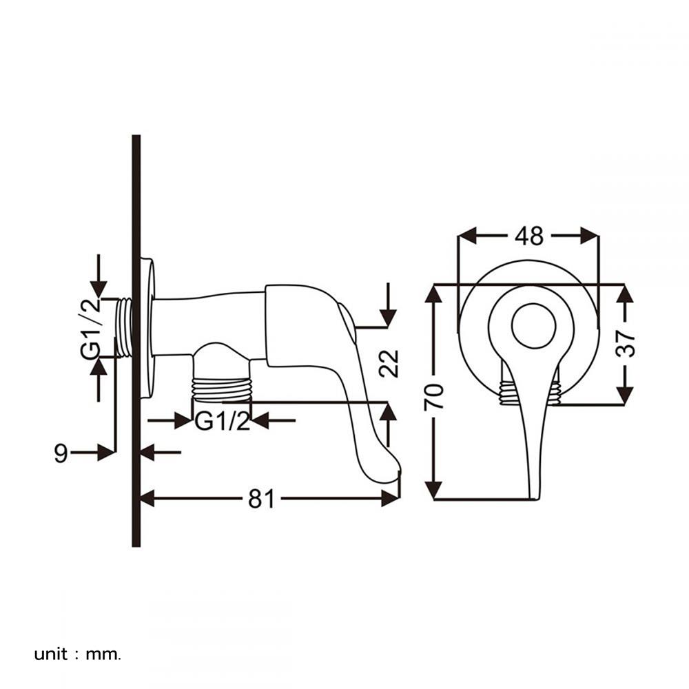 สต๊อปวาล์ว 1 ทาง BEN BN 5554422 สีโครม