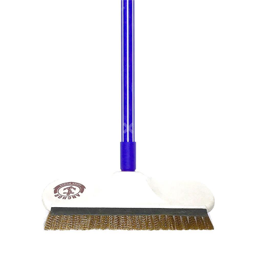 แปรงขัดพื้นทองเหลือง ตราสมอ ซุปเปอร์บิ๊ก 11 นิ้ว สีขาว/น้ำเงิน