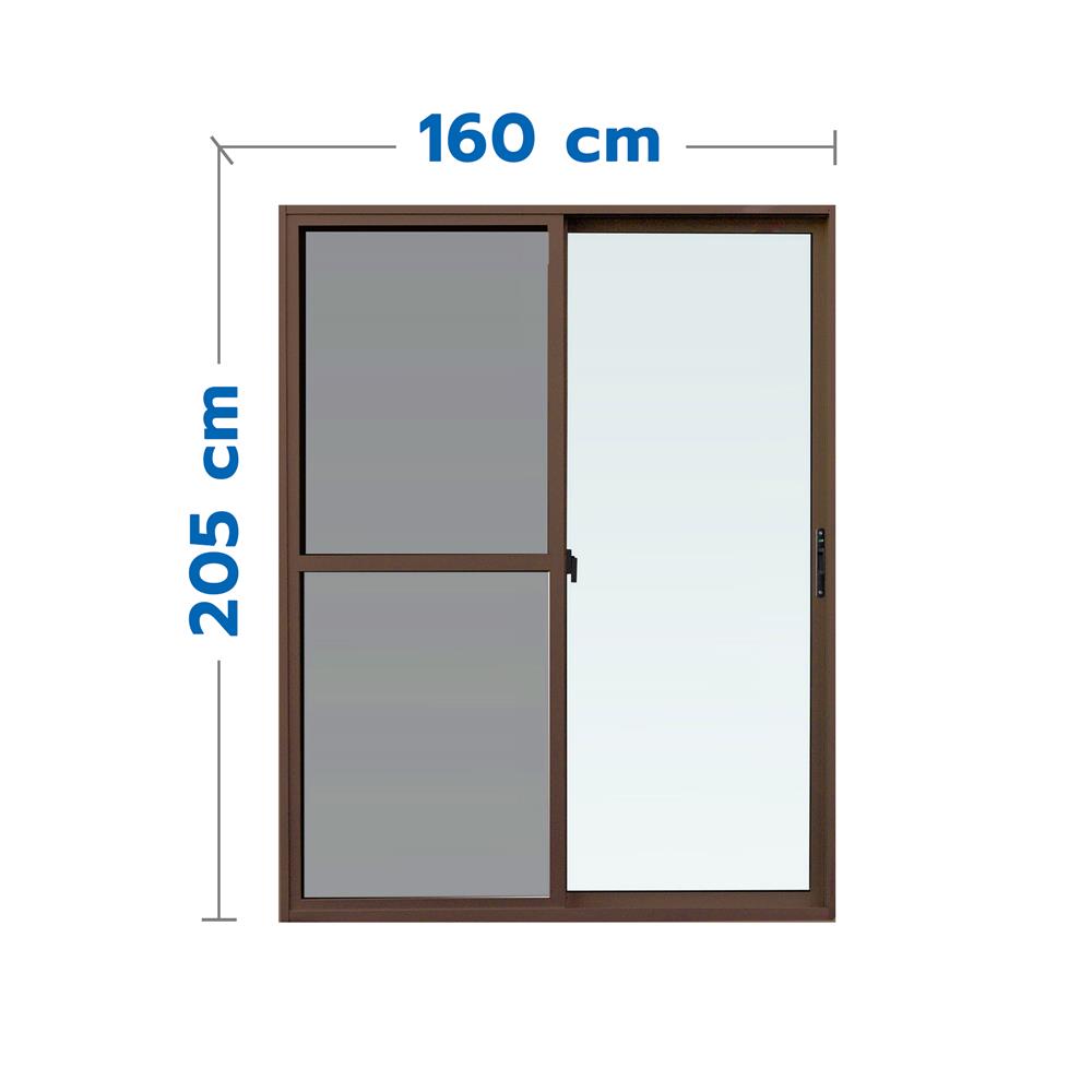ประตูบานเลื่อนอะลูมิเนียม WINDOW ASIA 160X205 ซม. สีชา