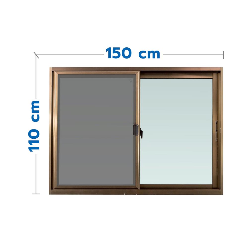 หน้าต่างบานเลื่อน อะลูมิเนียม S-S มุ้ง WINDOW ASIA 150x110 ซม. สีชา