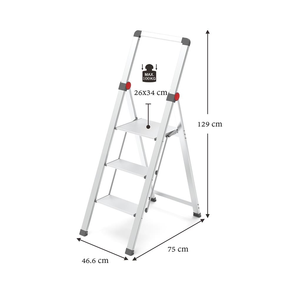 บันไดอะลูมิเนียมพร้อมมือจับ MATALL 3 ขั้น