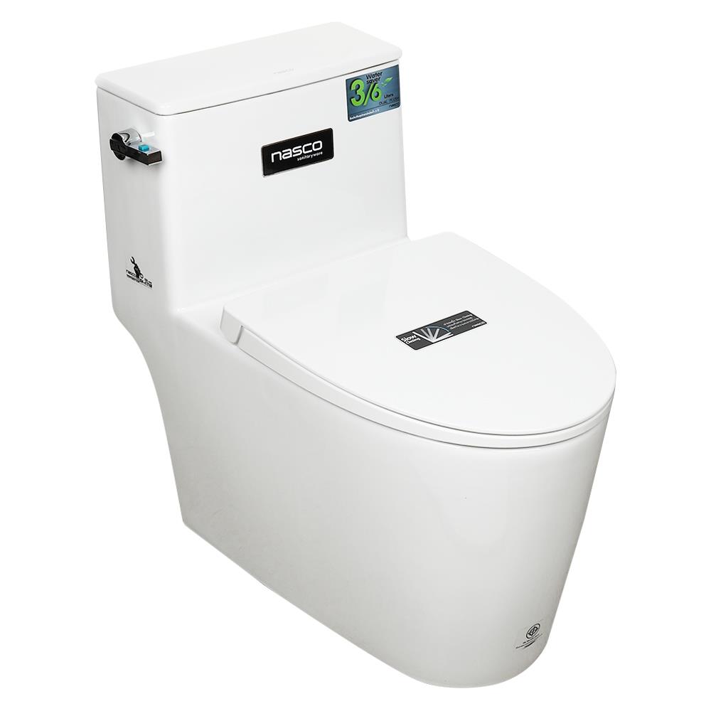 สุขภัณฑ์ 1 ชิ้น NASCO NC-8888S-WA 3/6 ลิตร สีขาว