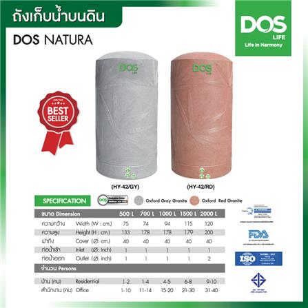 แท้งค์น้ำบนดิน DOS NATURA COMBAC NANO 500 ลิตร สีเทา_11