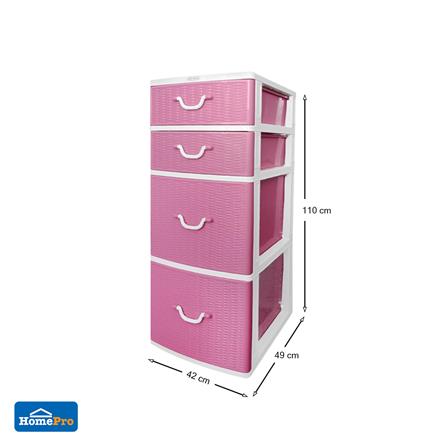 ตู้ลิ้นชัก4ชั้น MIRACLE 42x49x110CM ชมพู_3