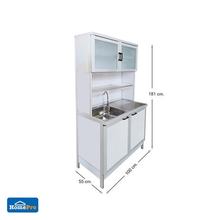 ครัวซิงค์สำเร็จรูป CABIN SIENA 100 ซม. สีขาว_4