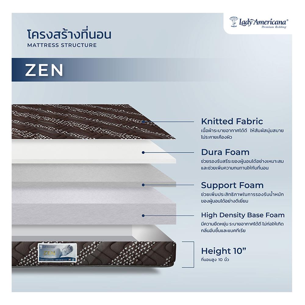 ที่นอน 6 ฟุต LADY AMERICANA ZEN พร้อมชุดเครื่องนอน 11 ชิ้น
