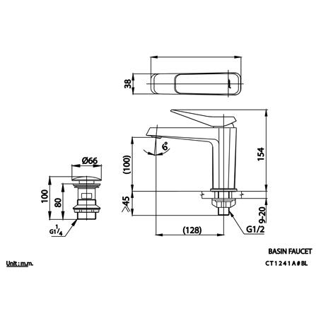 ก๊อกอ่างล้างหน้าเดี่ยวเคาน์เตอร์ COTTO CT1241A(BL)_1