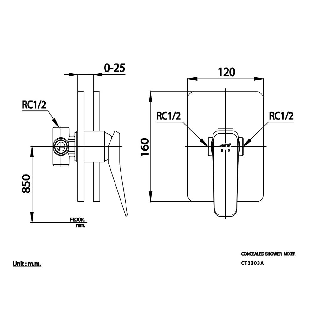 วาล์วฝังกำแพงผสม COTTO CT2303A(BL)