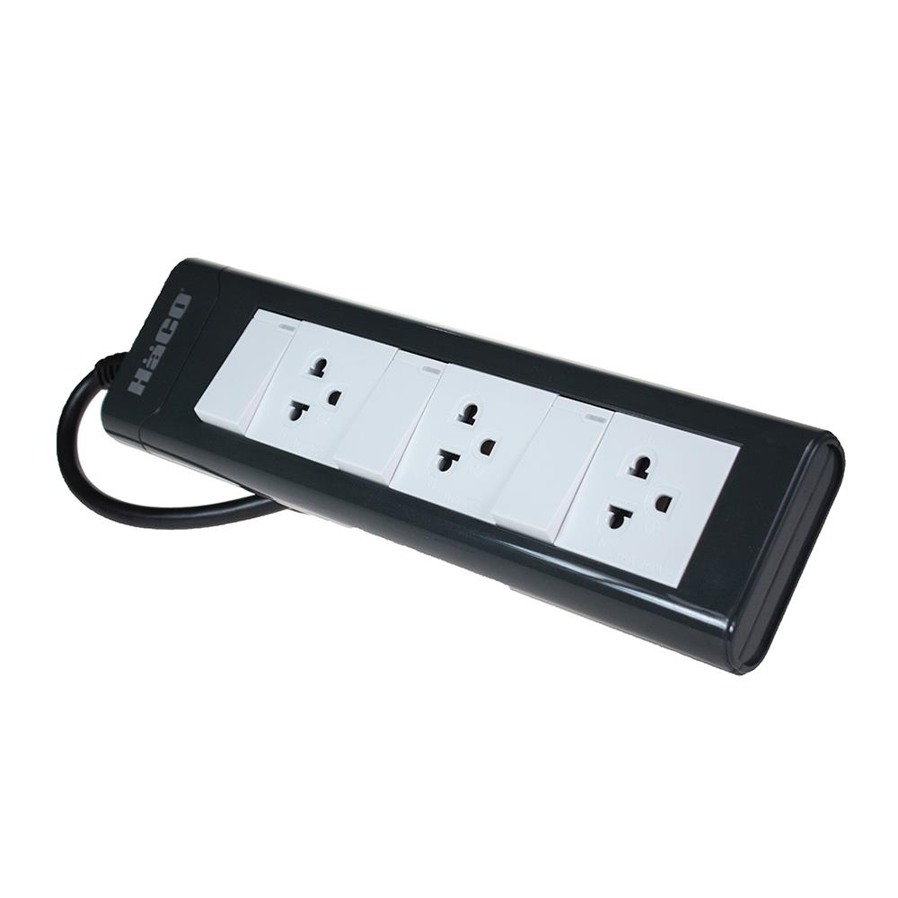 รางปลั๊กไฟ 3ช่อง 3สวิตซ์ HACO EPN-3S3EB/3 16A 3 ม.