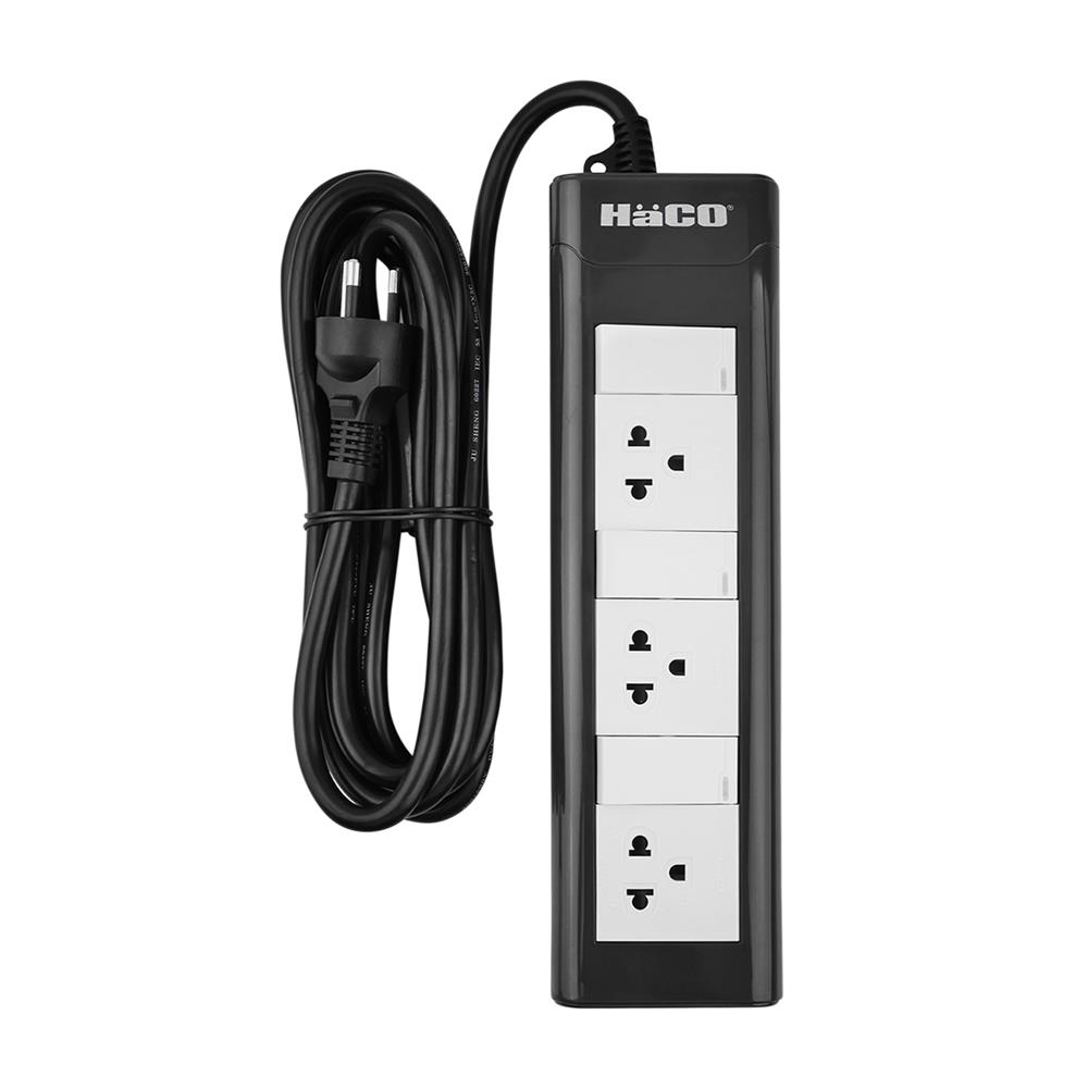 รางปลั๊กไฟ 3ช่อง 3สวิตซ์ HACO EPN-3S3EB/3 16 แอมป์ 3 ม.