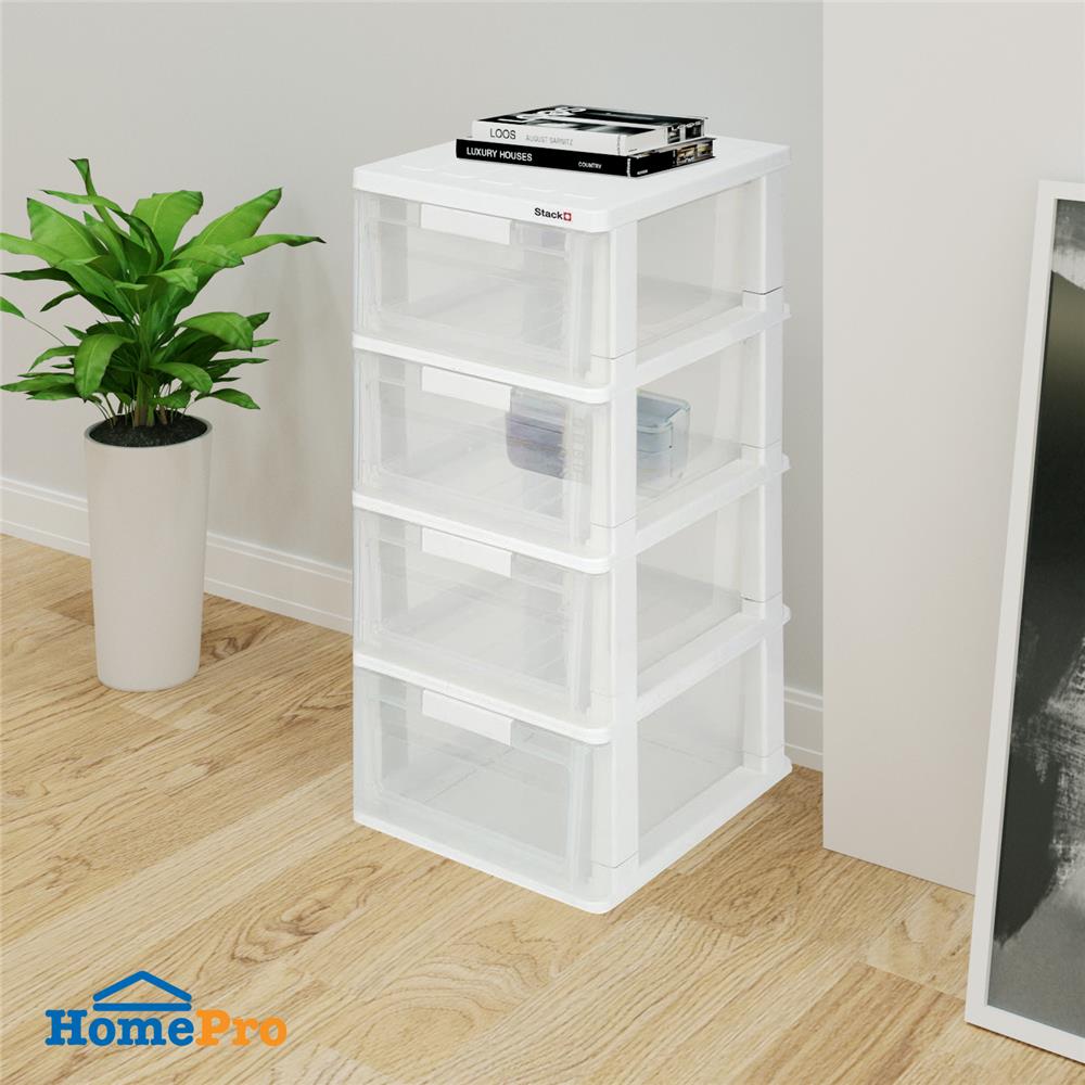 ตู้ลิ้นชัก 4 ชั้น STACKO MAX(S) 34x40x80 ซม. สีใส