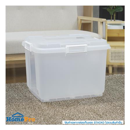 กล่องเก็บของ มีล้อ ฝาล็อค STACKO 90 ลิตร 60.8X50.3X44.7 ซม. สีใส_4