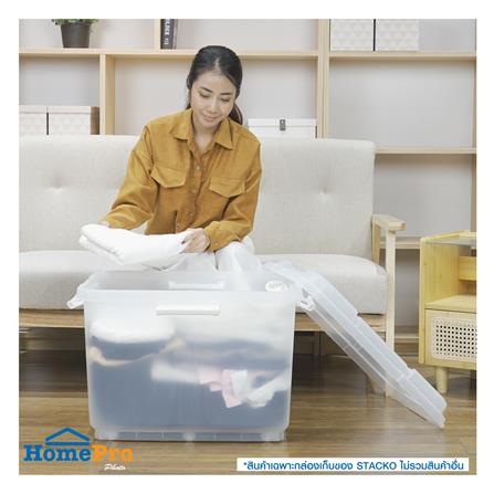 กล่องเก็บของ มีล้อ ฝาล็อค STACKO 90 ลิตร 60.8X50.3X44.7 ซม. สีใส_5