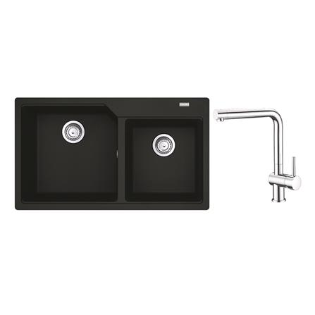 ซิงค์ฝัง 2หลุม FRANKE UBG 620 BK+TP SMART สีดำ_0