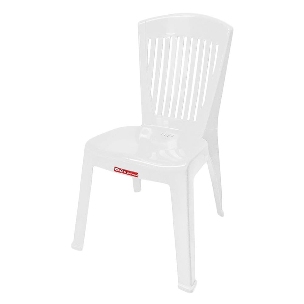 เก้าอี้พลาสติกลายตรง SUPERWARE CH-63 สีขาว