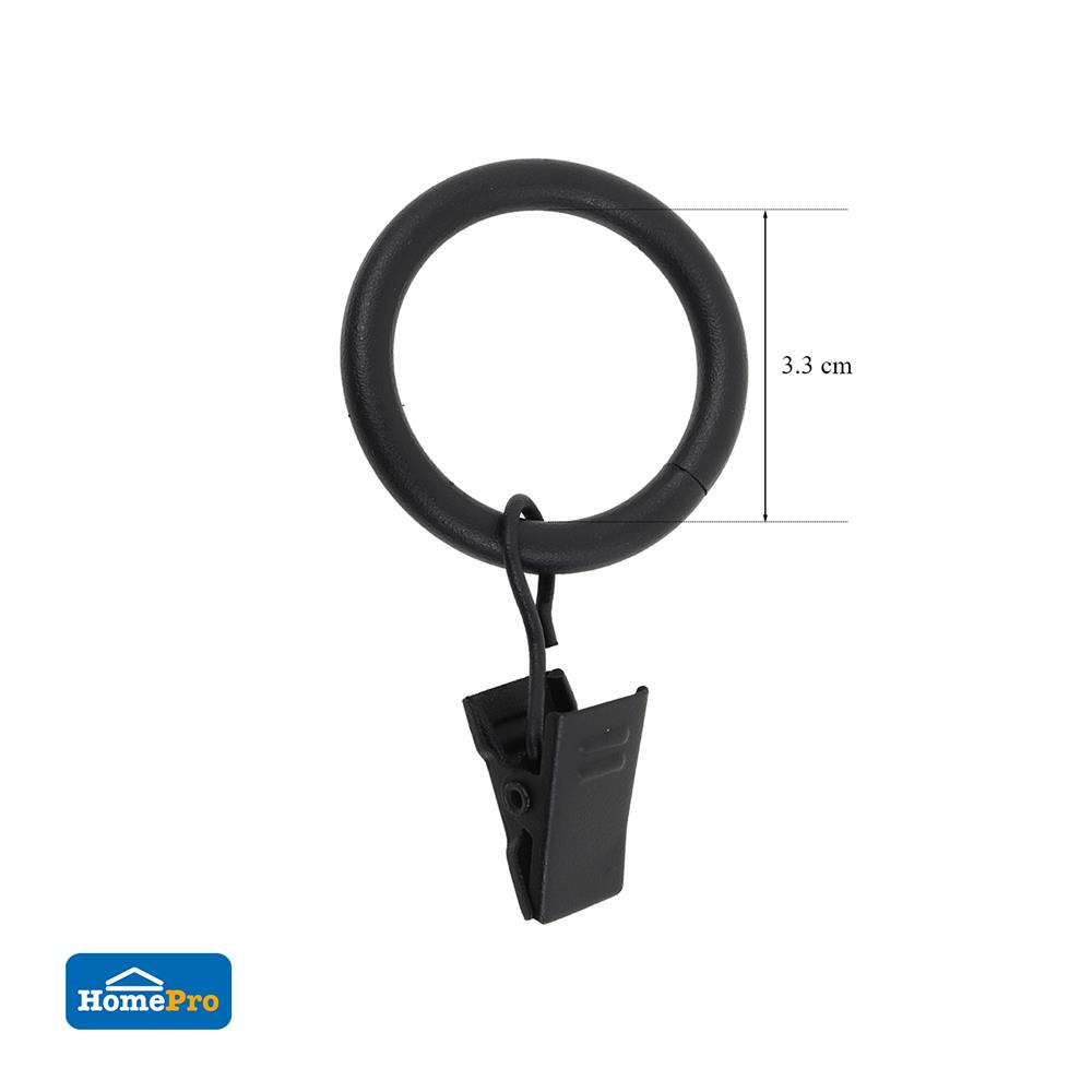 ห่วงคล้องรางเหล็ก HOME LIVING STYLE WD 33 มม. สีดำ (แพ็ก 6 ชิ้น)