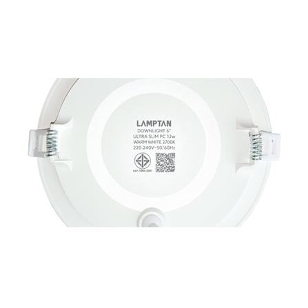 ดาวน์ไลท์ LED LAMPTAN ULTRA SLIM PC 12 วัตต์ WARM WHITE 6 นิ้ว สีขาว กลม_7