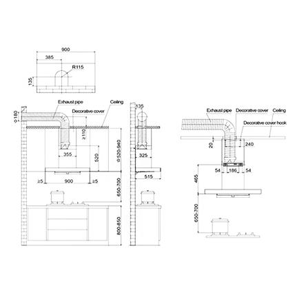 CHIMNEY HOOD FOTILE EMS9028 90CM