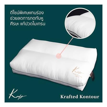 หมอนสุขภาพ ใยสังเคราะห์ KOMFY KRAFTED KONTOUR ไซส์ M 16x27 นิ้ว สีขาว_3