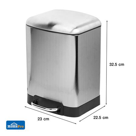 ถังขยะเหยียบเหลี่ยม ACCO SOFT CLOSE ขนาด 6L สีเงิน_6