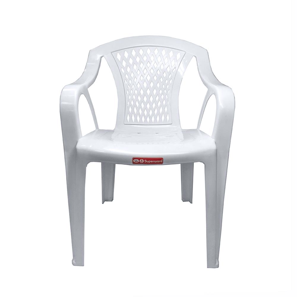 เก้าอี้พลาสติกเท้าแขน SUPERWARE CH-52 สีขาว