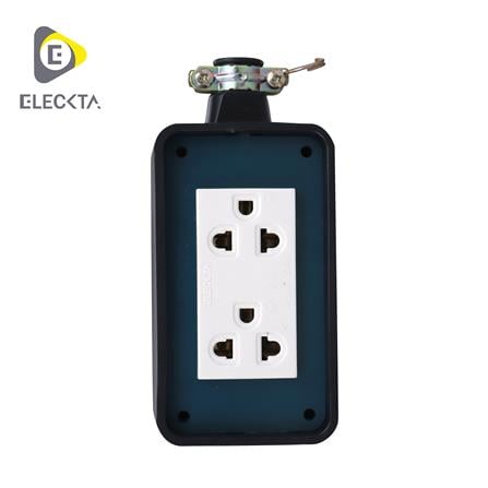 บล็อกยาง 2x4 พร้อมปลั๊กกราวด์คู่ 2 ช่อง ELECKTA V-093 สีเขียว_0