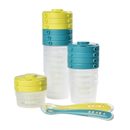 ชุดกระปุกเก็บถนอมอาหาร 60/120/200 มล. BEABA สีฟ้าเขียว 12 ชิ้น_1