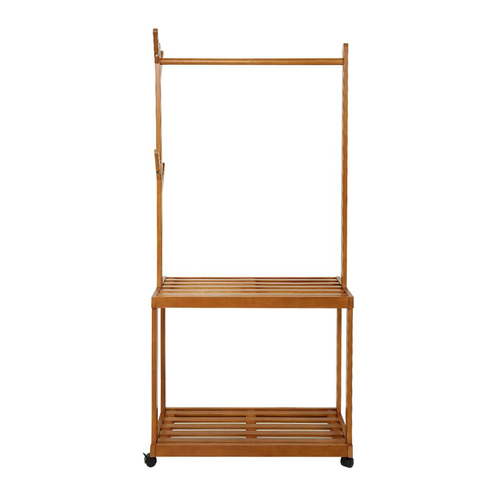 ราวแขวนผ้าไม้+ชั้นวางของ 2 ชั้น PLIM MEDIS