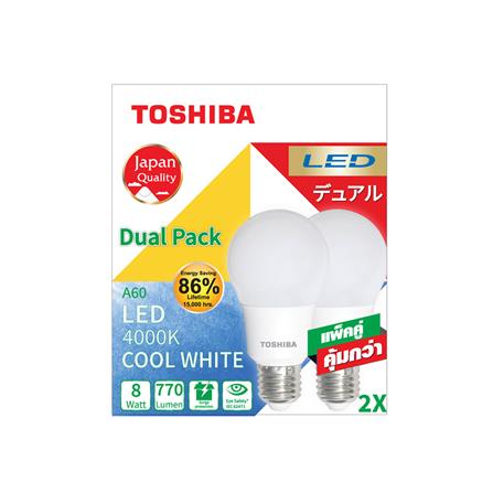 หลอด LED TOSHIBA A60 8 วัตต์ E27 COOLWHITE แพ็ค 2 ชิ้น_3