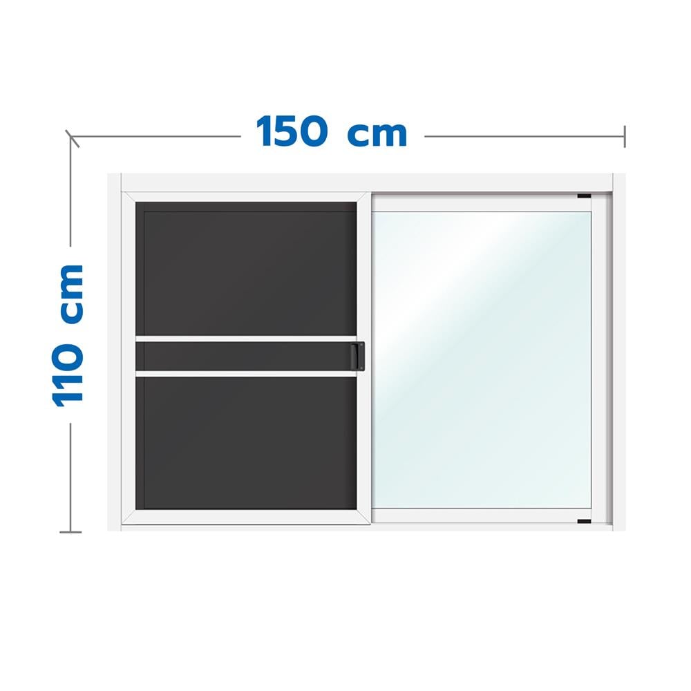 หน้าต่างบานเลื่อน อะลูมิเนียม S-S มุ้ง LYNN MAX Z 150X110 ซม. สีขาว