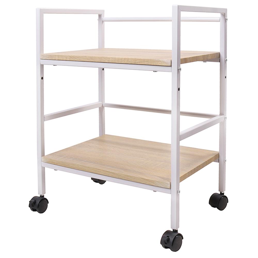 2TIER SHELVING UNIT WITH CASTERS CTREND BEECH/WHITE