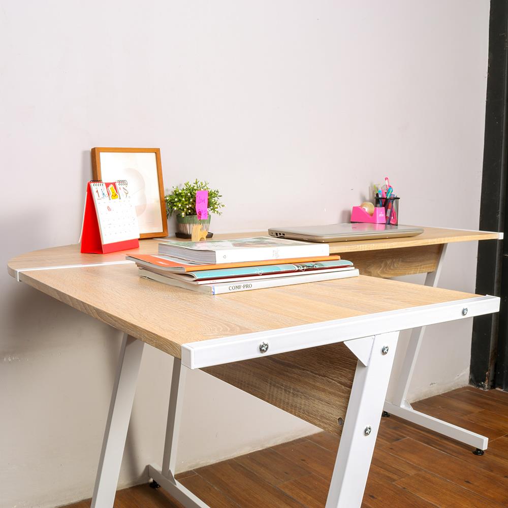 โต๊ะทำงานไม้รูปตัว L CTREND GR-009 147 ซม. สีขาว