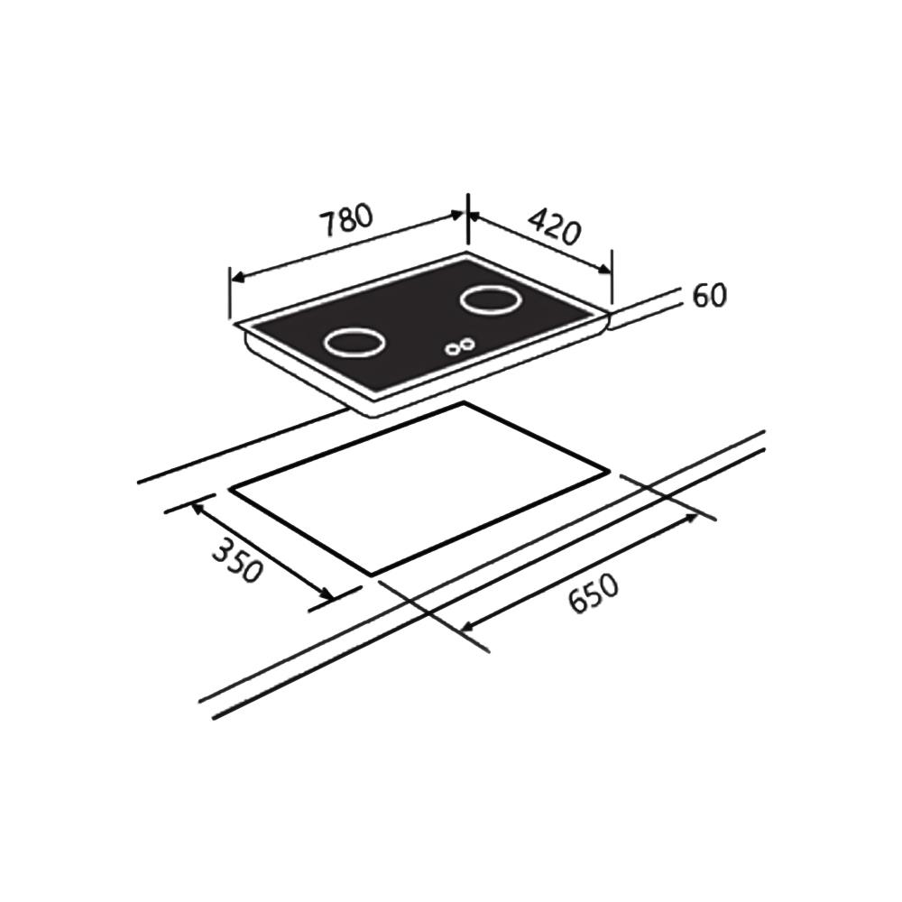 เตาฝังแก๊ส LINEA G782GAIAL2DR 78 ซม. สีดำ