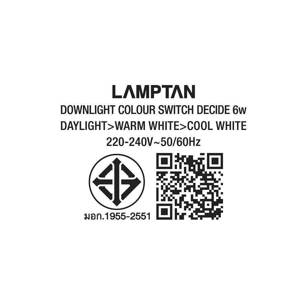 ดาวน์ไลท์ LED LAMPTAN COLOUR SWITCH DECIDE SQUARE 6 วัตต์ COOLWHITE/DAYLIGHT/WARMWHITE