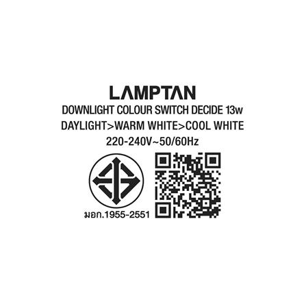 ดาวน์ไลท์ LED LAMPTAN COLOUR SWITCH DECIDE ROUND 13 วัตต์ COOLWHITE/DAYLIGHT/WARMWHITE_5