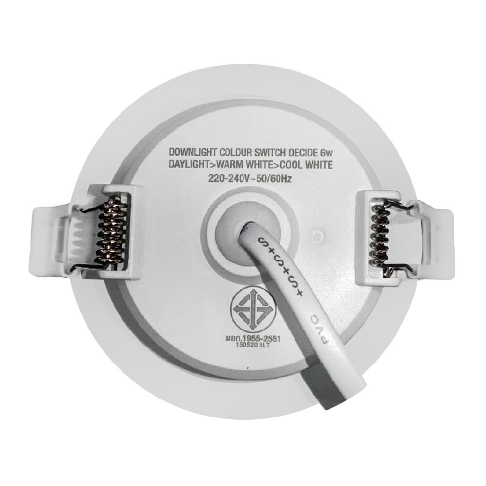 ดาวน์ไลท์ LED LAMPTAN COLOUR SWITCH DECIDE ROUND 6 วัตต์ COOLWHITE/DAYLIGHT/WARMWHITE 3 นิ้ว สีขาว กลม