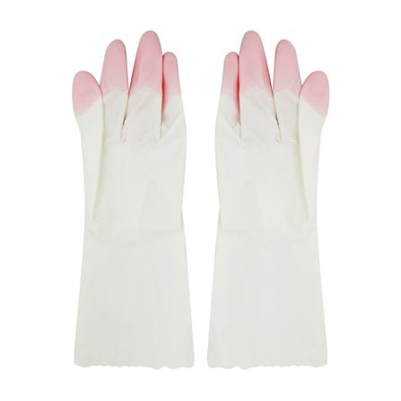 PVC GLOVES SHALDAN SIZE M WHITE/PINK