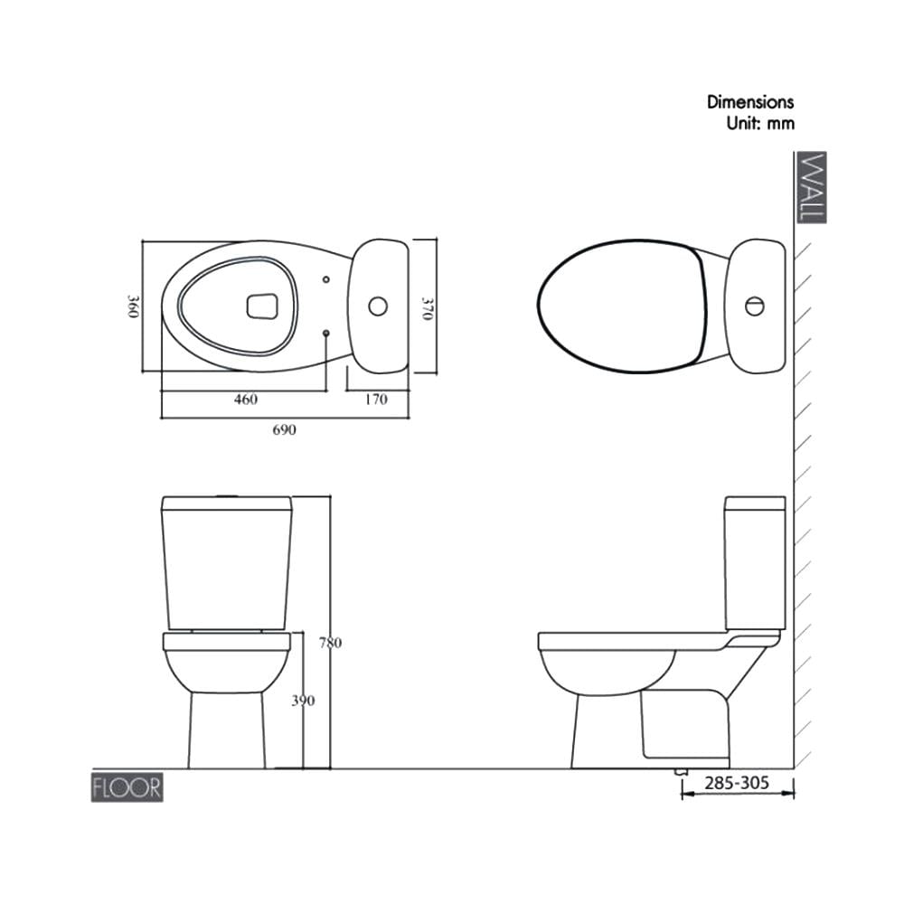 สุขภัณฑ์ 2 ชิ้น NASCO NC-7681S-WA 3/4.5 ลิตร สีขาว