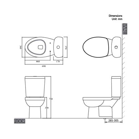 สุขภัณฑ์ 2 ชิ้น NASCO NC-7681S-WA 3/4.5 ลิตร สีขาว_1