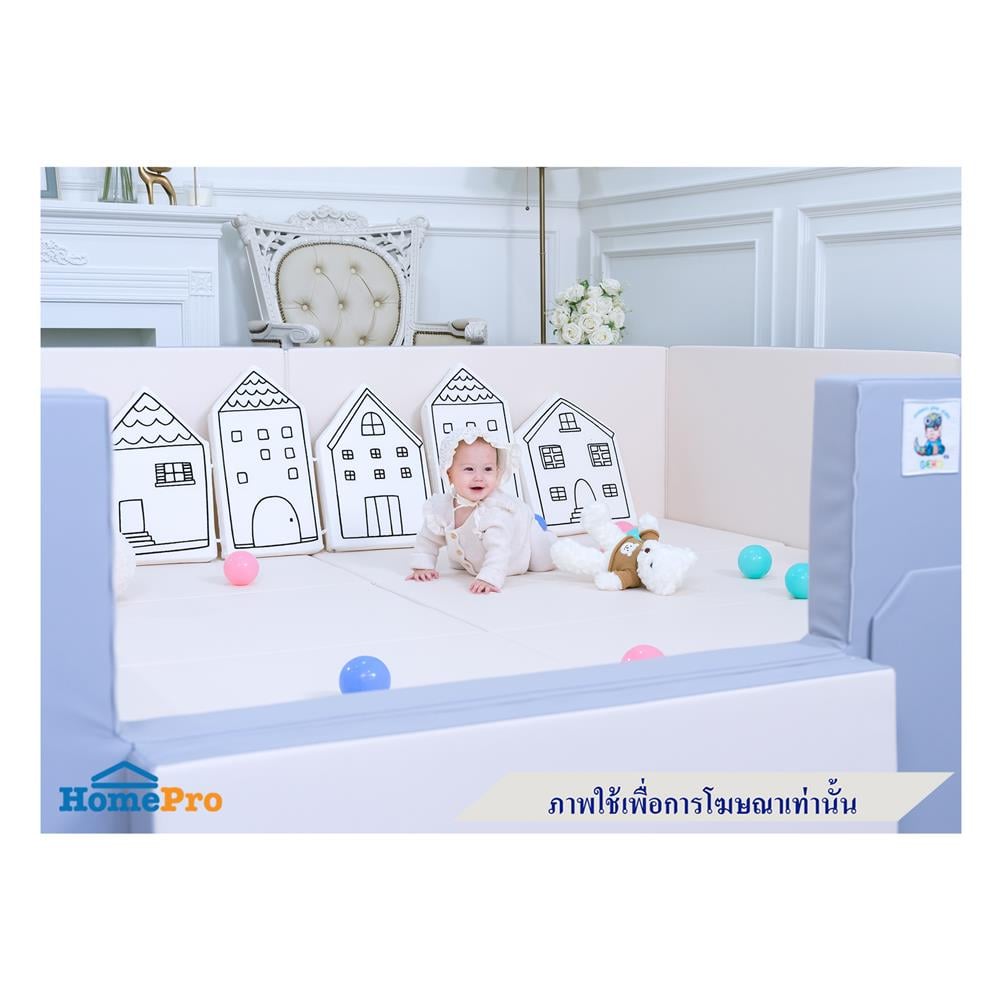 คอกกั้นเด็ก GEKO 2X2 ม. หนัง PU สีเทา/ขาว