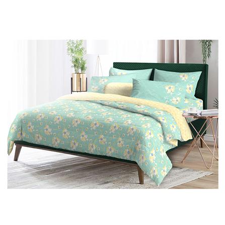 ชุดผ้าปูที่นอน 5 ฟุต 5 ชิ้น STEVENS SOFTEX AZALEA สีเขียว_0