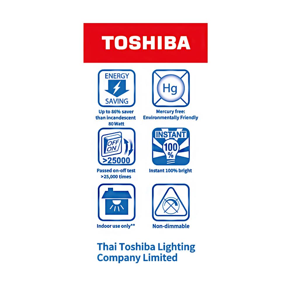 หลอด LED TOSHIBA A60 10.5 วัตต์ E27 DAYLIGHT แพ็ก 2 ชิ้น