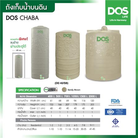 แท้งค์น้ำบนดิน DOS CHABA 1,500 ลิตร สี SANDDY BROWN_3