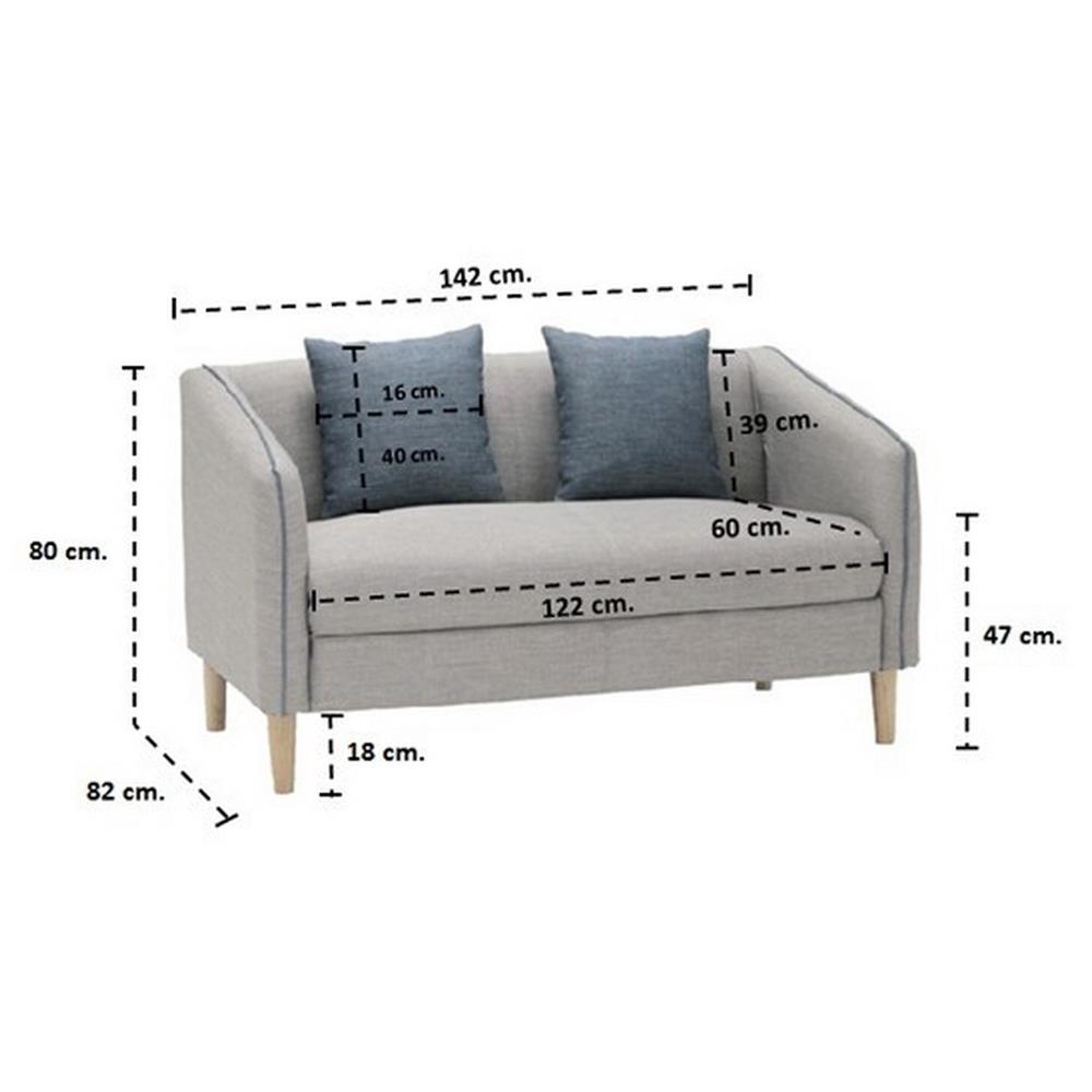 โซฟาผ้า 2 ที่นั่ง KONCEPT CRECH สีเทา/ฟ้า