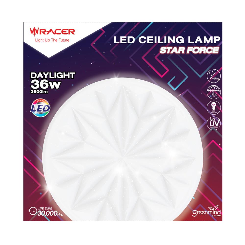 ไฟเพดาน LED RACER STAR FORCE S3 36 วัตต์ DAYLIGHT 15 นิ้ว