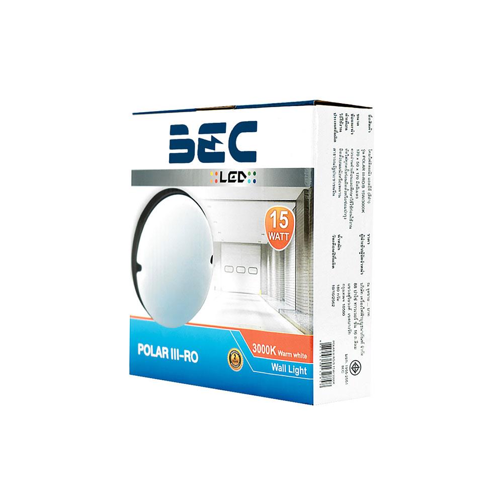 ไฟผนังนอก LED BEC POLAR-RO 15 วัตต์ WARMWHITE สีดำ