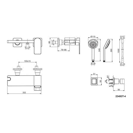 ก๊อกผสมยืนอาบ KOHLER K-23493T-4-AF_1