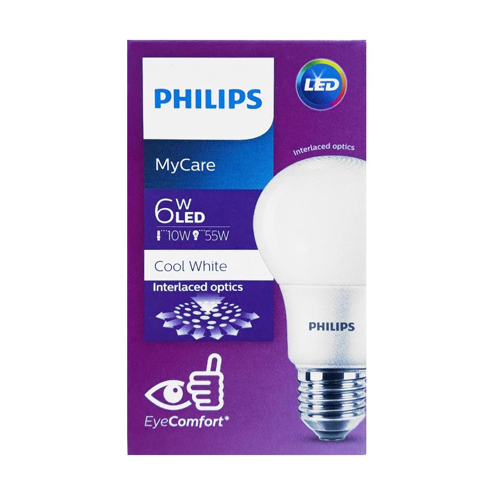 หลอด LED PHILIPS A60 6 วัตต์ COOLWHITE E27