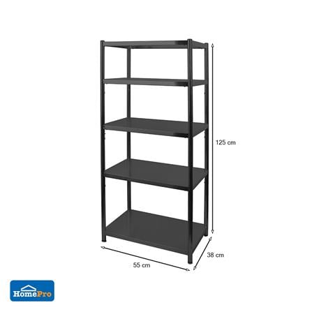 ชั้นวางของสเตนเลส 5 ชั้น STACKO SPACE 55x38x125 ซม. สีดำ_3